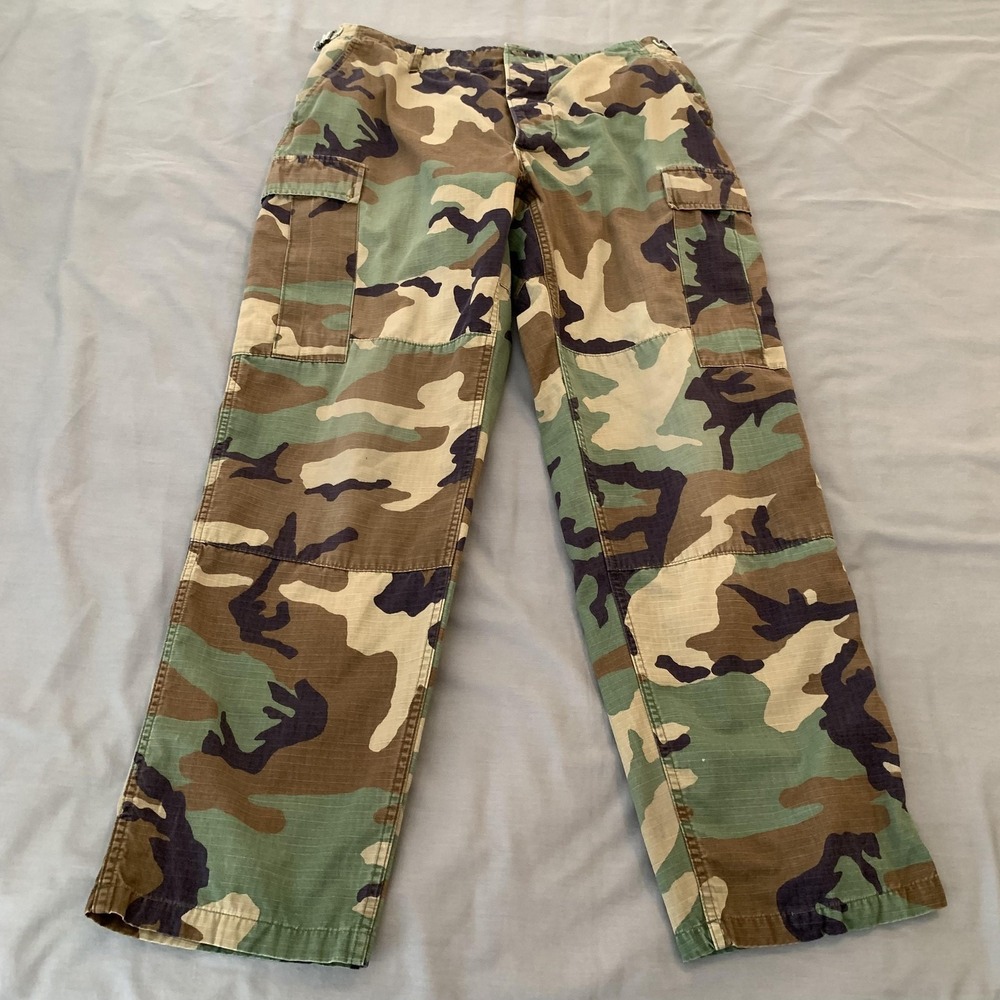 Woodland Camo Cargo Pants Mens 32x31 Multicolor Adjustable Combat Army BDU‎